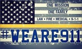 Flag saying "We are 911"