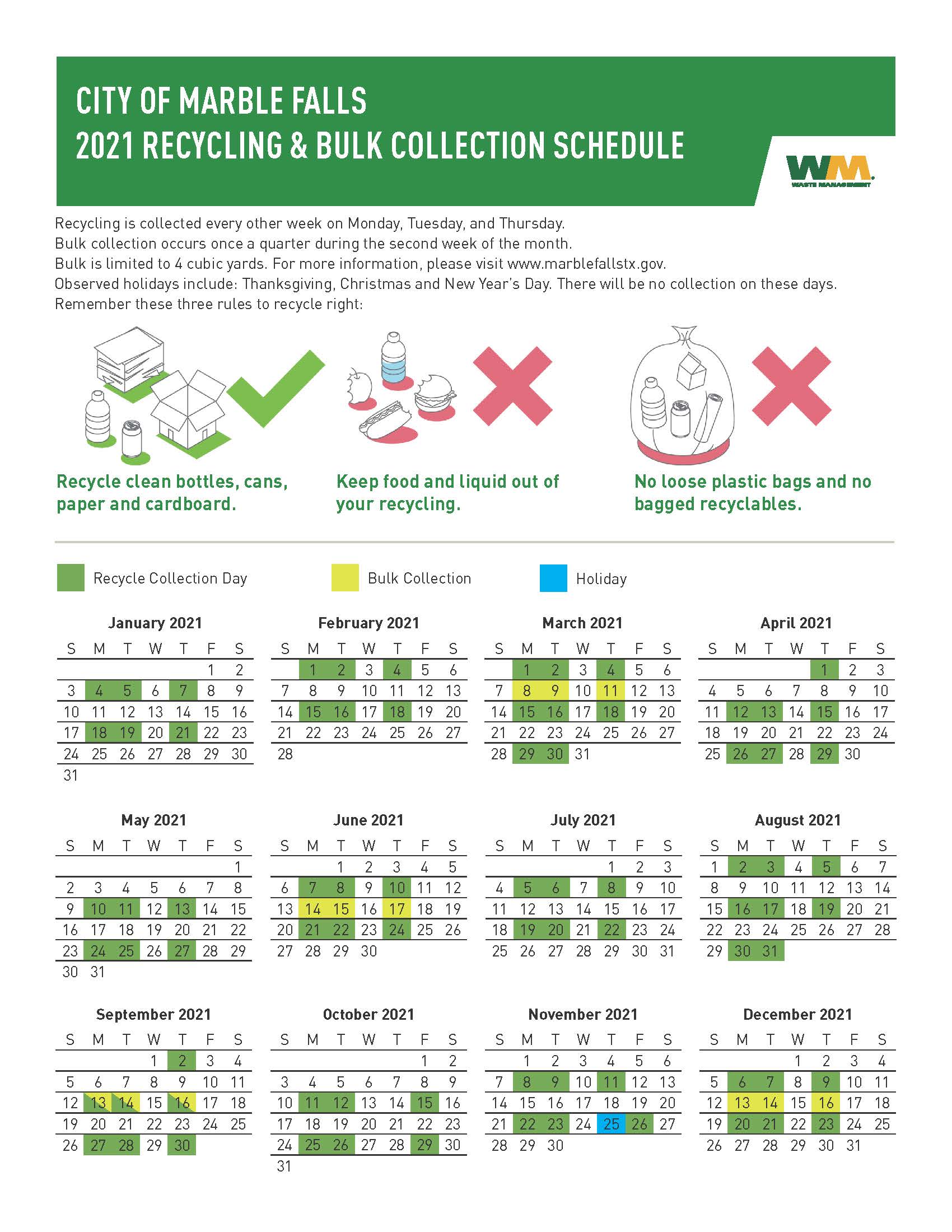 Recycle_Bulk Schedule 2021