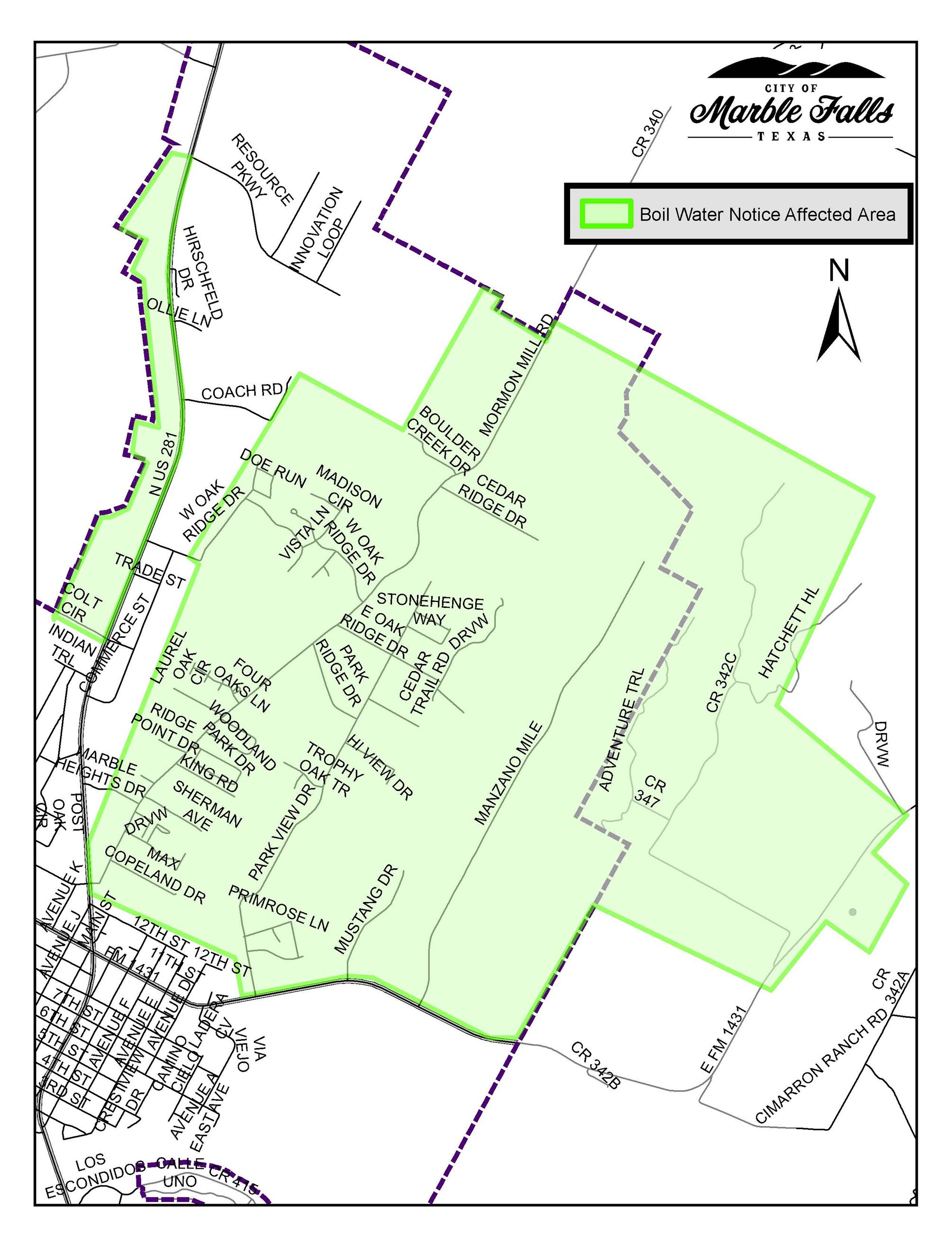 Boil Water Notice Affected Area 021821