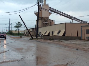 concrete plant damaged from floodwaters